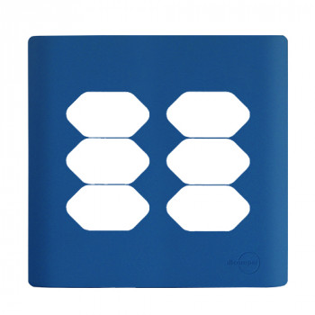 Placa p/ 6 Tomadas 4x4 -Novara Azul Fosco